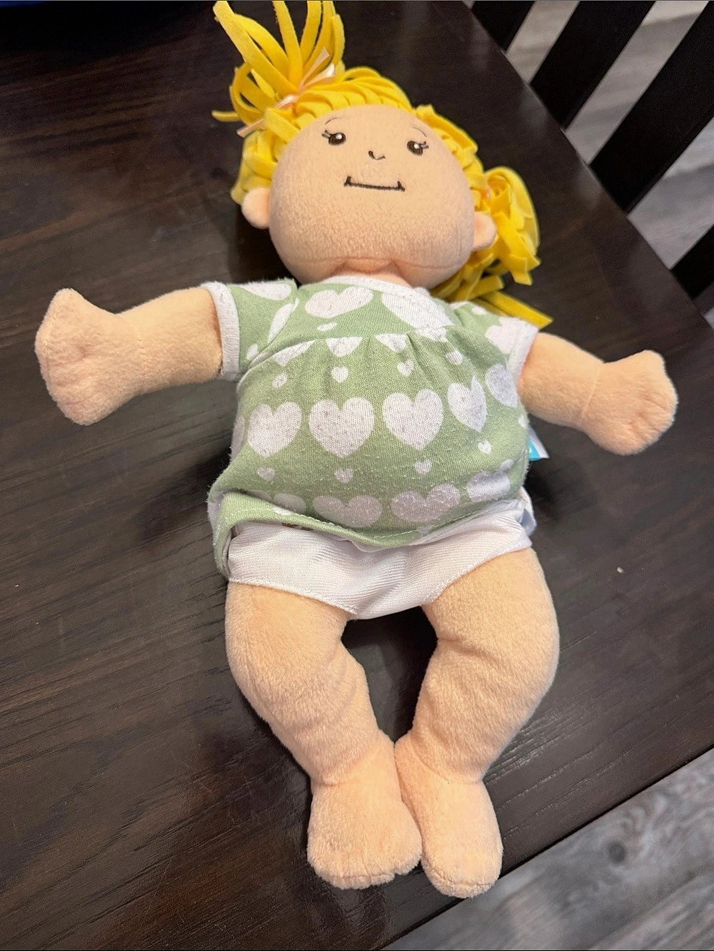 Manhattan Toy Baby Stella Plush Doll Green Yellow Heart Outfit